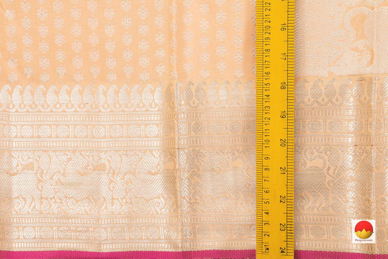 Pastel Peach Kanchipuram Silk Saree Handwoven Pure Silk Pure Zari For Party Wear PV NYC 464 - Silk Sari - Panjavarnam