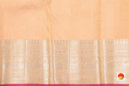 Pastel Peach Kanchipuram Silk Saree Handwoven Pure Silk Pure Zari For Party Wear PV NYC 464 - Silk Sari - Panjavarnam