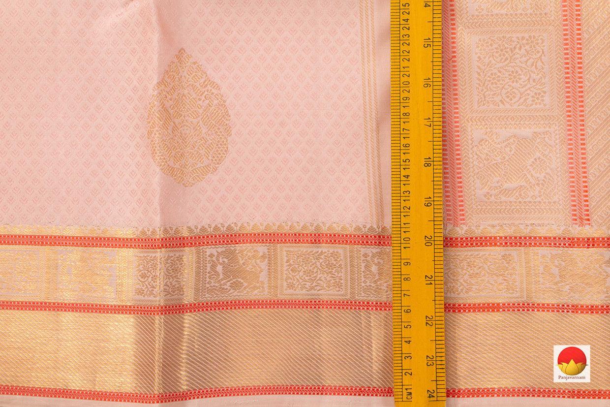 Pastel Pink Jacquard Kanchipuram Silk Saree Handwoven Pure Silk Pure Zari For Wedding Wear PV NYC 546 - Silk Sari - Panjavarnam PV NYC 546
