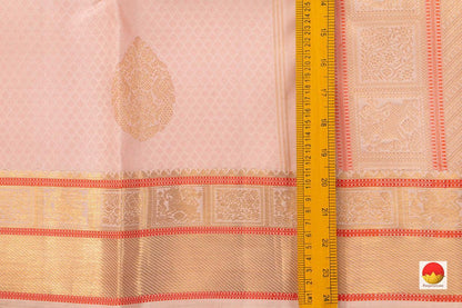 Pastel Pink Jacquard Kanchipuram Silk Saree Handwoven Pure Silk Pure Zari For Wedding Wear PV NYC 546 - Silk Sari - Panjavarnam PV NYC 546