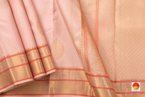 Pastel Pink Jacquard Kanchipuram Silk Saree Handwoven Pure Silk Pure Zari For Wedding Wear PV NYC 546 - Silk Sari - Panjavarnam PV NYC 546