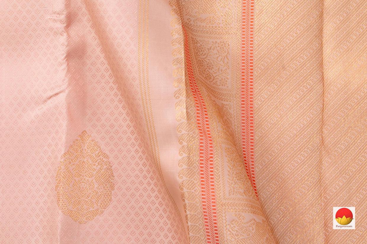 Pastel Pink Jacquard Kanchipuram Silk Saree Handwoven Pure Silk Pure Zari For Wedding Wear PV NYC 546 - Silk Sari - Panjavarnam PV NYC 546