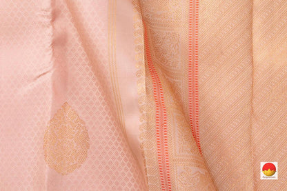 Pastel Pink Jacquard Kanchipuram Silk Saree Handwoven Pure Silk Pure Zari For Wedding Wear PV NYC 546 - Silk Sari - Panjavarnam PV NYC 546