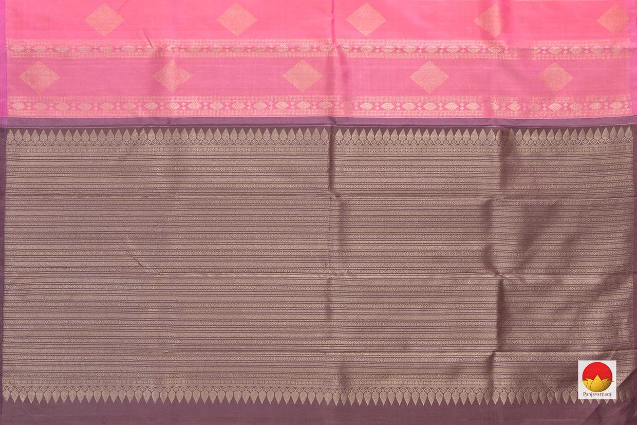 Pastel Pink Kanchipuram Silk Saree Borderless Handwoven Pure Silk Pure Zari For Wedding Wear PV NYC 513 - Silk Sari - Panjavarnam