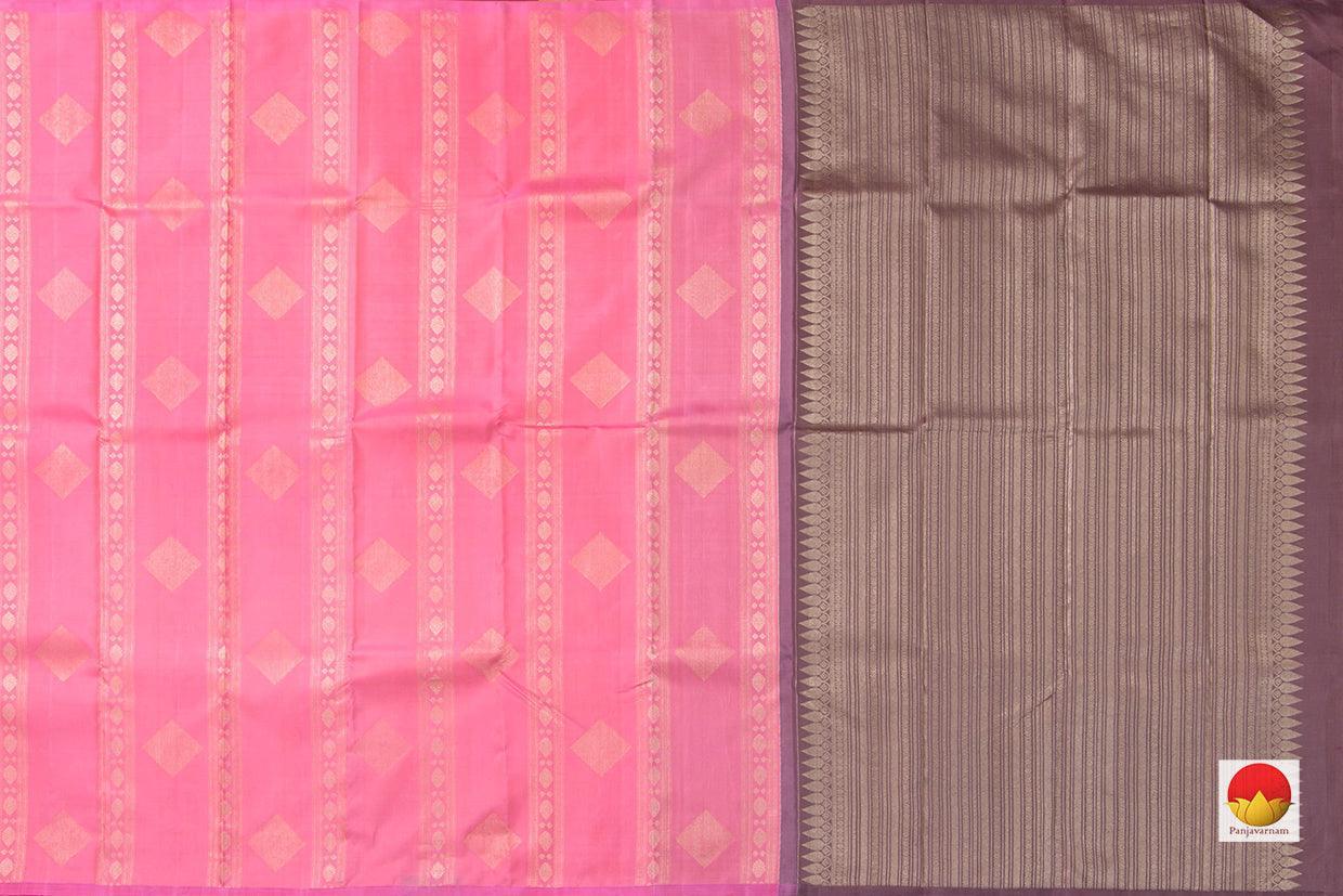 Pastel Pink Kanchipuram Silk Saree Borderless Handwoven Pure Silk Pure Zari For Wedding Wear PV NYC 513 - Silk Sari - Panjavarnam PV NYC 513