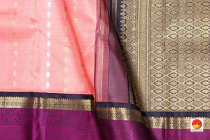 Pastel Pink Kanchipuram Silk Saree Handwoven Pure Silk Pure Zari For Festive Wear PV NYC 320 - Silk Sari - Panjavarnam PV NYC 320