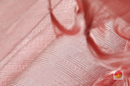 Pastel Pink - Raising Border - Pure Silk Handwoven Kanjivaram Saree - Pure Zari - PV N332 - Silk Sari - Panjavarnam