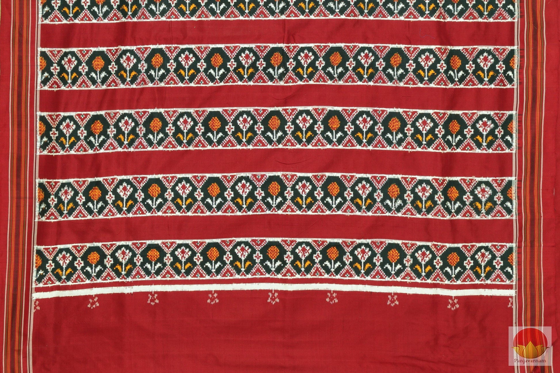 Patan Patola Double Ikkat Silk Saree - Handwoven Pure Silk Saree - PIK 93 -16 - Archives - Pochampally Silk - Panjavarnam