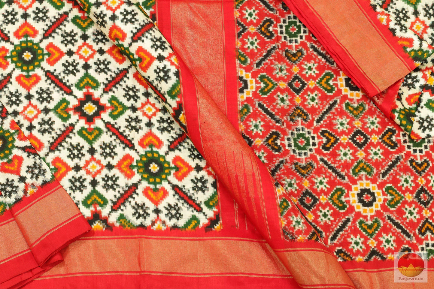 Patan Patola Silk Saree - Double Ikkat - Handwoven Pure Silk - PIK - 14 -1 - Archives - Pochampally Silk - Panjavarnam