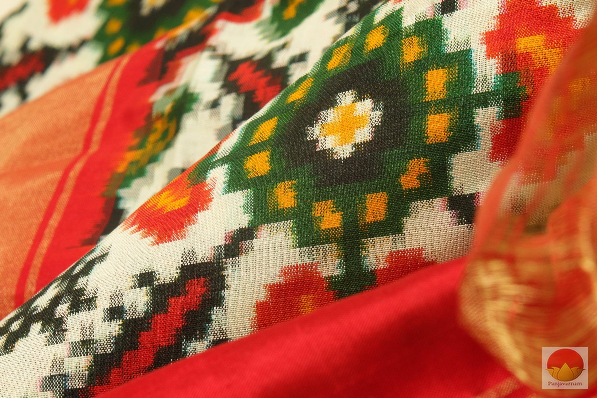 Patan Patola Silk Saree - Double Ikkat - Handwoven Pure Silk - PIK - 14 -1 - Archives - Pochampally Silk - Panjavarnam