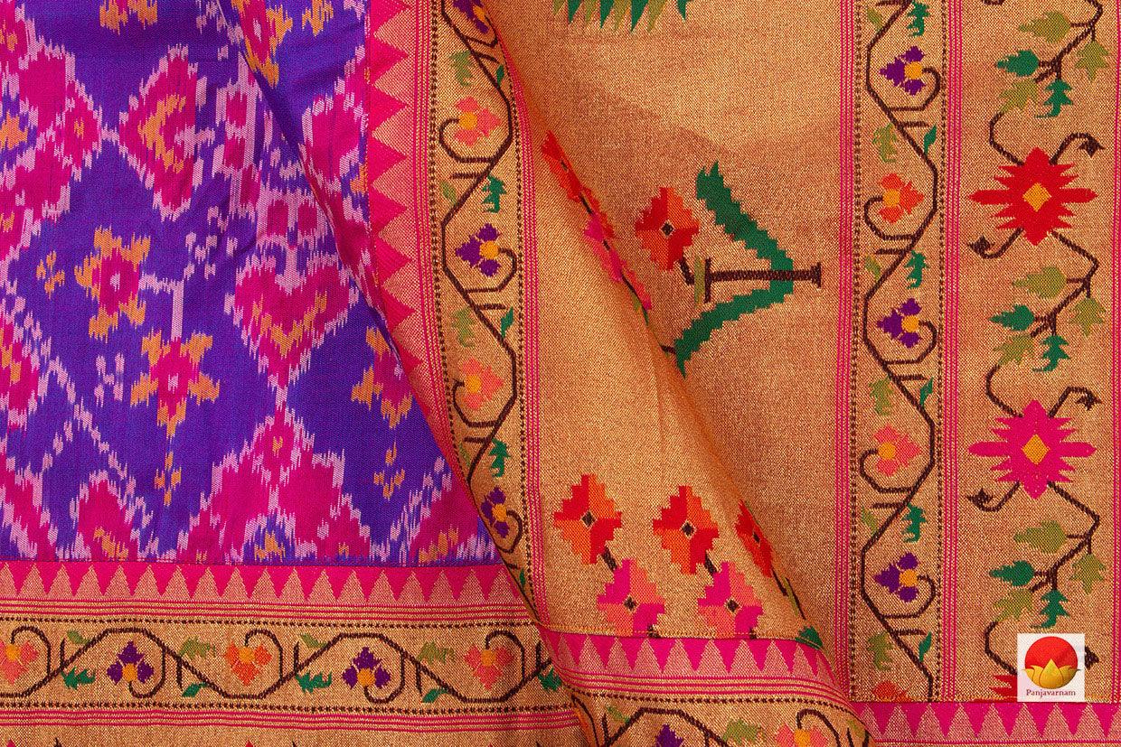 Patola Silk Saree - Paithani Border - Handwoven Pure Silk - PIK 298 - Pochampally Silk - Panjavarnam