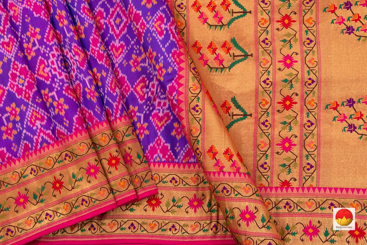 Patola Silk Saree With Paithani Border Handwoven Pure Silk PIK 298 - Pochampally Silk - Panjavarnam PIK 298