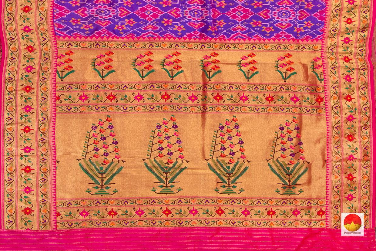 Patola Silk Saree With Paithani Border Handwoven Pure Silk PIK 298 - Pochampally Silk - Panjavarnam PIK 298