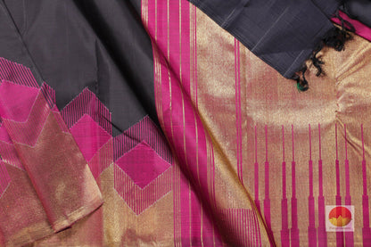 Patterned Korvai Handwoven Pure Silk Kanjivaram Saree - Pure Zari - PVSM G60 - Silk Sari - Panjavarnam