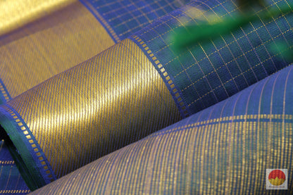 Peacock Blue - Handwoven Pure Silk Kanjivaram Saree - Pure Zari - PV G 1960 - Silk Sari - Panjavarnam