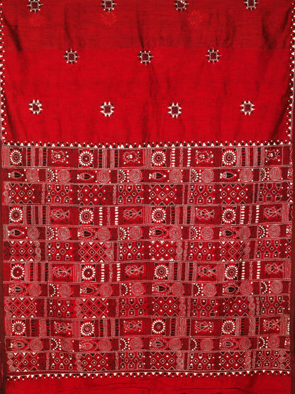 PH-29 Panjavarnam Handloom Kantha Sari - Linen Sari - Panjavarnam sari