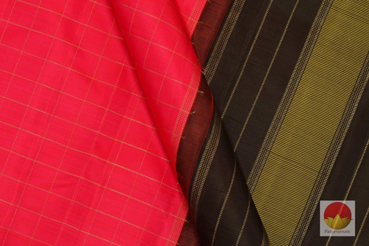 Pink & Black - Kanchipuram Silk Saree - Handwoven Pure Silk - Pure Zari - PV G 4246 - Silk Sari - Panjavarnam