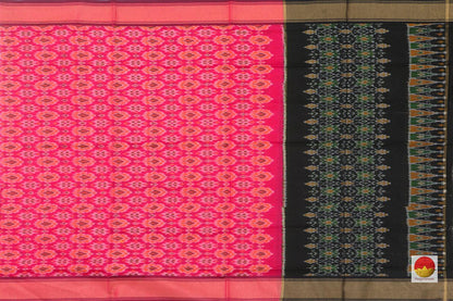 Pink And Black Pochampally Ikkat Silk Dupatta PVD 1024 - Dupattas - Panjavarnam