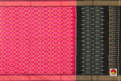 Pink And Black Pochampally Ikkat Silk Dupatta PVD 1024 - Dupattas - Panjavarnam PVD 1024