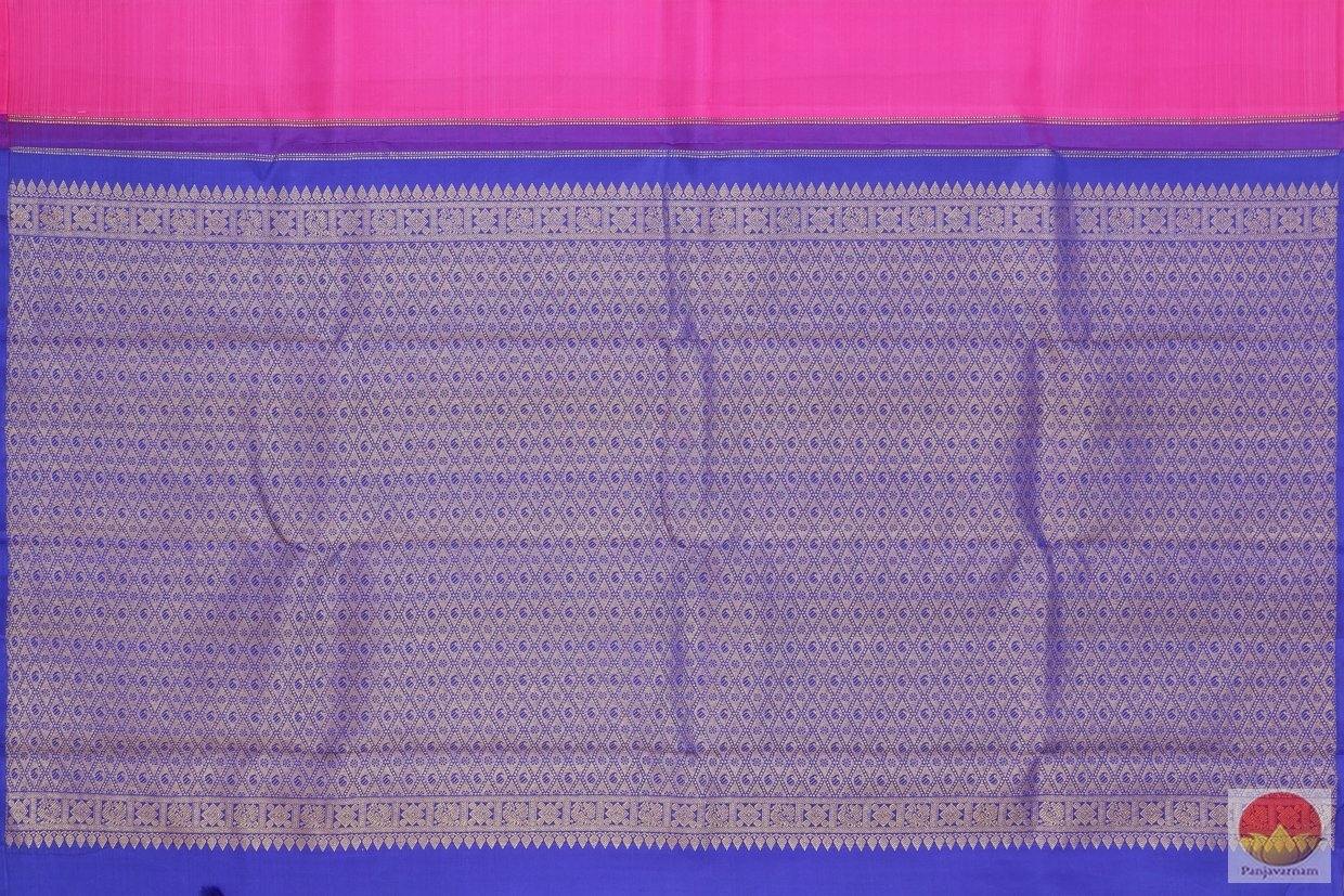 Pink & Blue Borderless Kanchipuram Silk Saree Handwoven Pure Silk Pure Zari For Festive WearPV G 4109 - Silk Sari - Panjavarnam PV G 4109