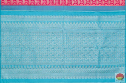 Pink And Blue Borderless Kanchipuram Silk Saree Handwoven Pure Silk Pure Zari For Wedding Wear PV G 4146 - Silk Sari - Panjavarnam PV G 4146