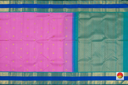 Pink And Blue Kanchipuram Silk Saree Handwoven Pure Silk Pure Zari For Festive Wear PV J 1864 - Silk Sari - Panjavarnam