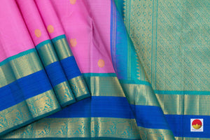 Pink And Blue Kanchipuram Silk Saree Handwoven Pure Silk Pure Zari For Festive Wear PV J 1864 - Silk Sari - Panjavarnam PV J 1864