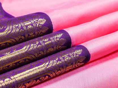 Pink And Blue Korvai Kanchipuram Silk Saree Handwoven Pure Silk Pure Zari For Wedding Wear PV NYC 277 - Silk Sari - Panjavarnam PV NYC 277