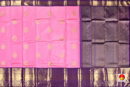 Pink And Blue Korvai Kanchipuram Silk Saree Handwoven Pure Silk Pure Zari For Wedding Wear PV NYC 277 - Silk Sari - Panjavarnam PV NYC 277