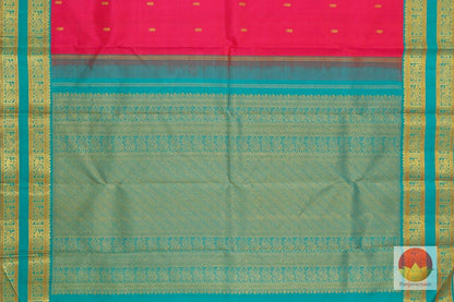 Pink & Cyan - Handwoven Kanjivaram Pure Silk Saree - Pure Zari - PV J 1073 - Archives - Silk Sari - Panjavarnam