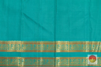Pink & Cyan - Handwoven Kanjivaram Pure Silk Saree - Pure Zari - PV J 1073 - Archives - Silk Sari - Panjavarnam