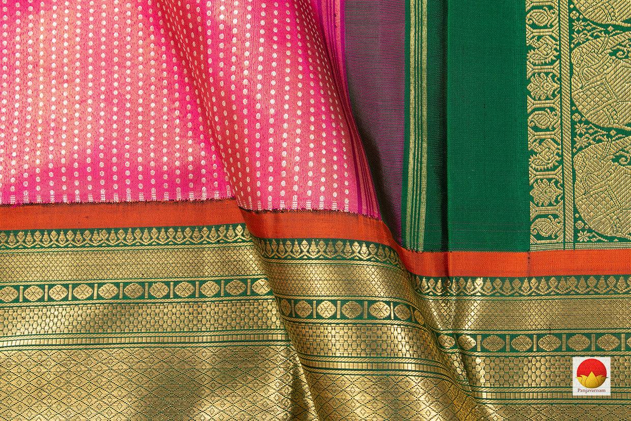 Pink And Green Kanchipuram Tissue Silk Saree Handwoven Pure Silk Pure Zari For Wedding Wear PV NYC 441 - Saris & Lehengas - Panjavarnam PV NYC 441