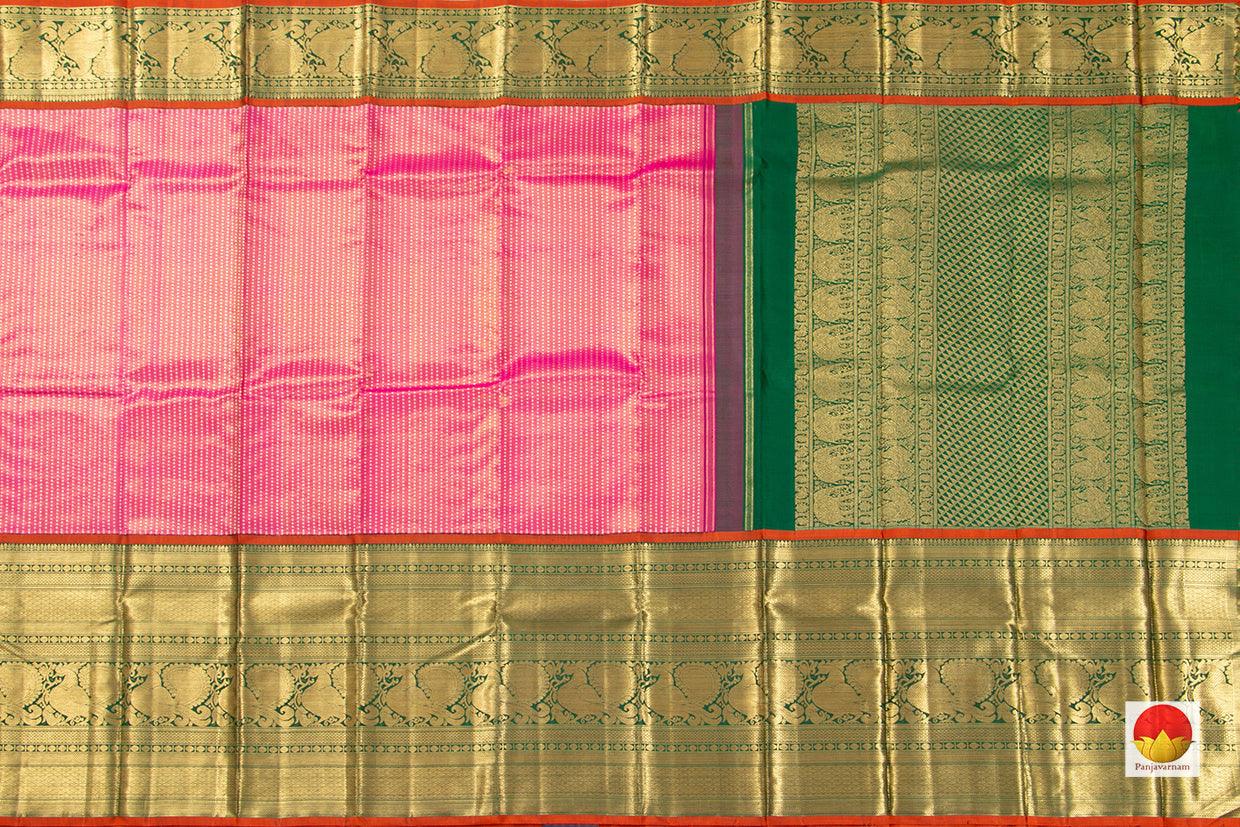 Pink And Green Kanchipuram Tissue Silk Saree Handwoven Pure Silk Pure Zari For Wedding Wear PV NYC 441 - Saris & Lehengas - Panjavarnam PV NYC 441