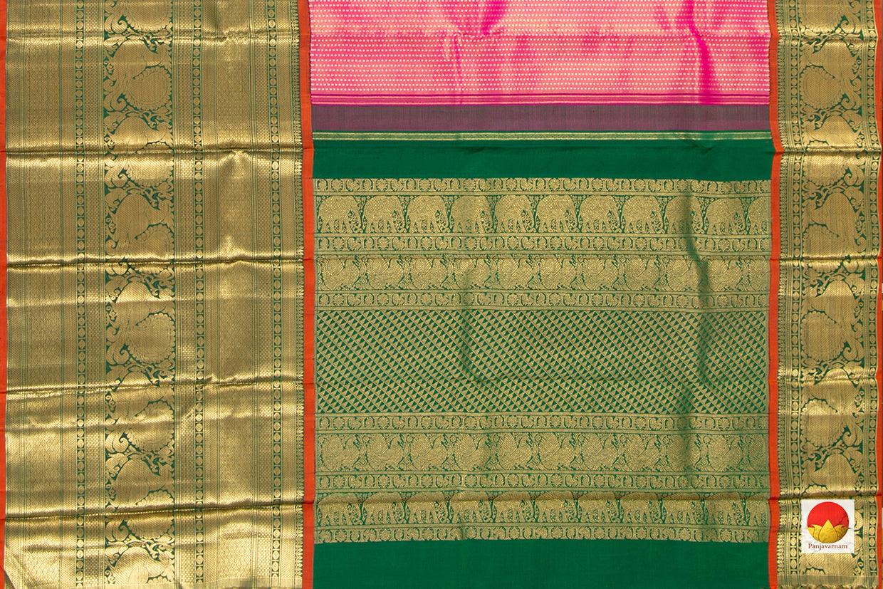 Pink And Green Kanchipuram Tissue Silk Saree Handwoven Pure Silk Pure Zari For Wedding Wear PV NYC 441 - Saris & Lehengas - Panjavarnam PV NYC 441