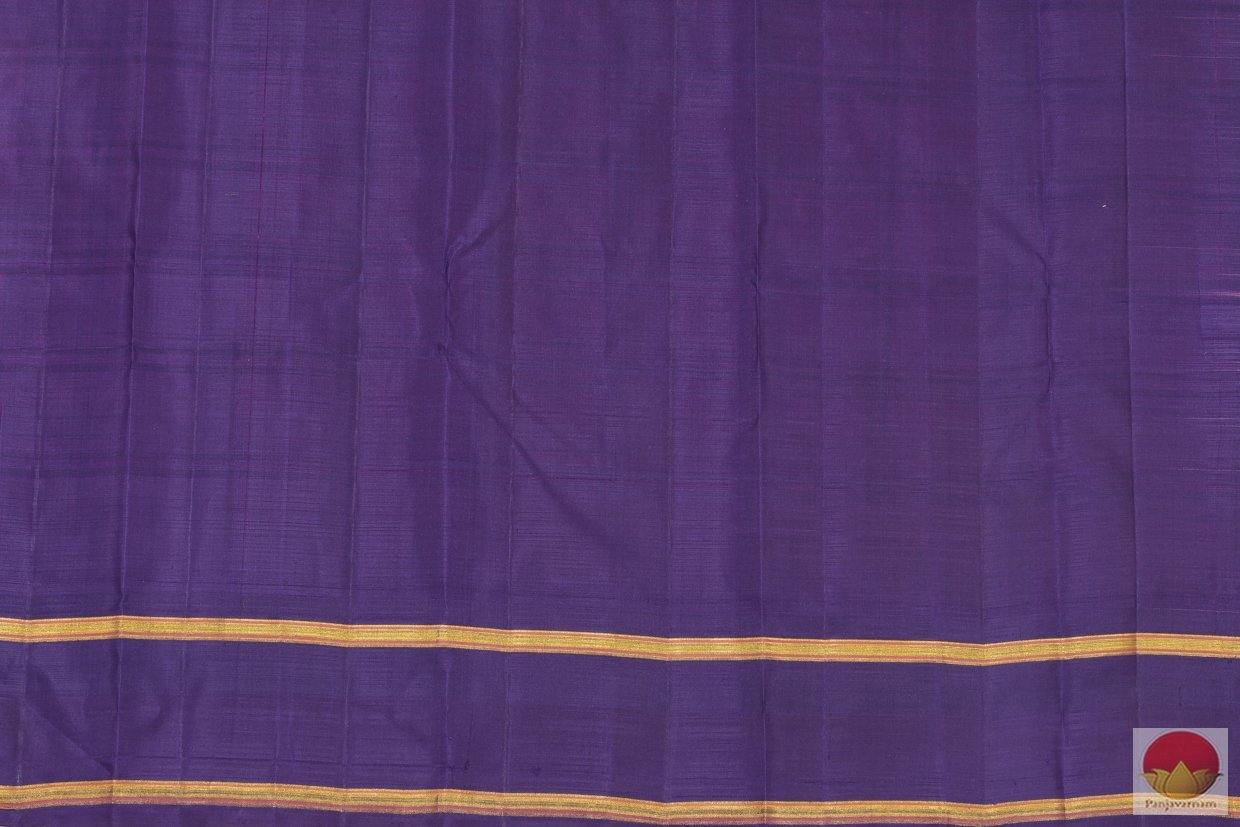 Pink & Navy Blue - Temple Border - Kanchipuram Silk Saree - Handwoven Pure Silk - PV DS 143 - Archives - Silk Sari - Panjavarnam