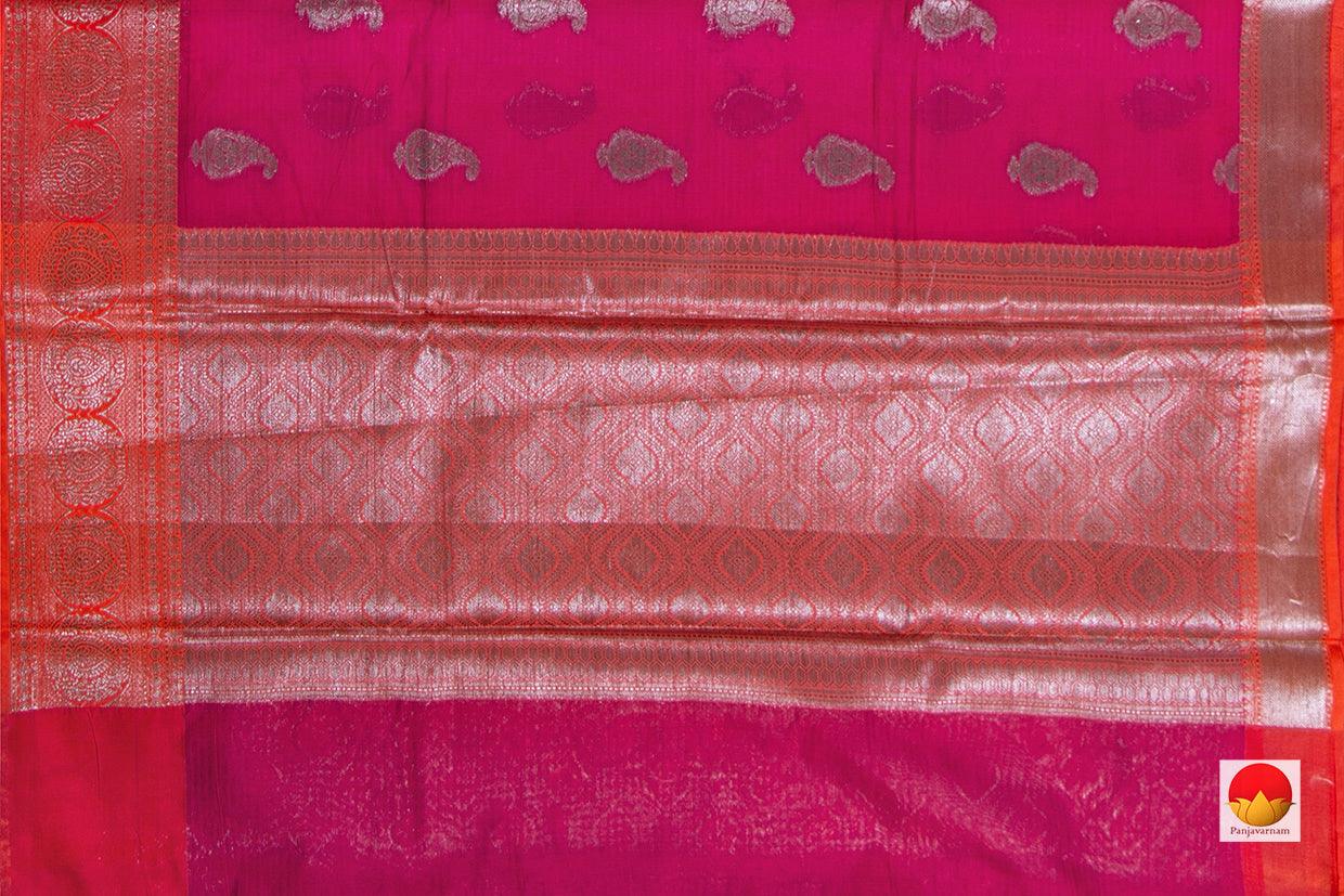 Pink And Orange Banarasi Silk Cotton Saree Handwoven With Antique Zari PSC 1184 - Silk Cotton - Panjavarnam