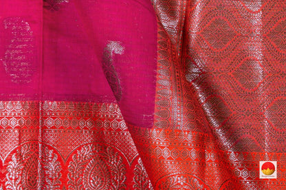 Pink And Orange Banarasi Silk Cotton Saree Handwoven With Antique Zari PSC 1184 - Silk Cotton - Panjavarnam PSC 1184