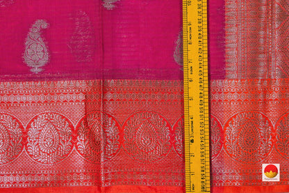 Pink And Orange Banarasi Silk Cotton Saree Handwoven With Antique Zari PSC 1184 - Silk Cotton - Panjavarnam PSC 1184