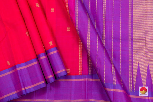Pink And Purple Kanchipuram Silk Saree Handwoven Pure Silk Pure Zari For Festive Wear PV G 4299 - Silk Sari - Panjavarnam