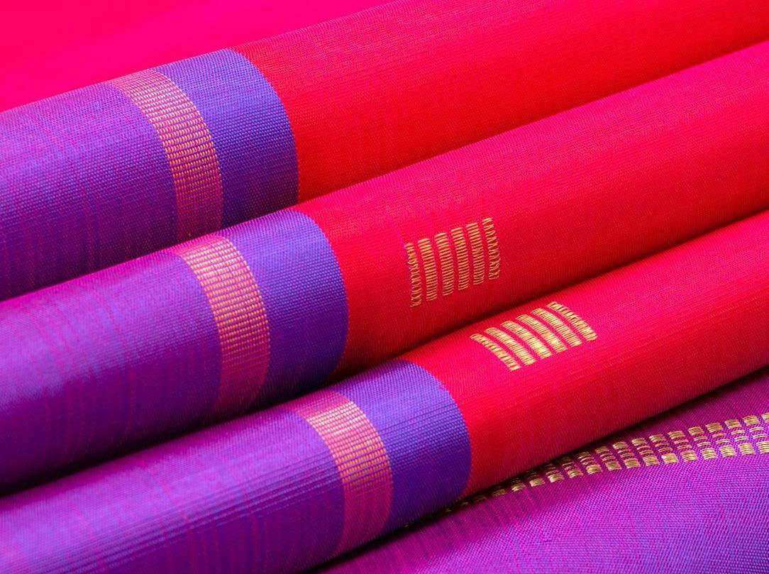 Pink And Purple Kanchipuram Silk Saree Handwoven Pure Silk Pure Zari For Festive Wear PV G 4299 - Silk Sari - Panjavarnam PV G 4299