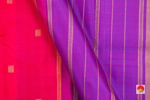 Pink And Purple Kanchipuram Silk Saree Handwoven Pure Silk Pure Zari For Festive Wear PV G 4299 - Silk Sari - Panjavarnam PV G 4299