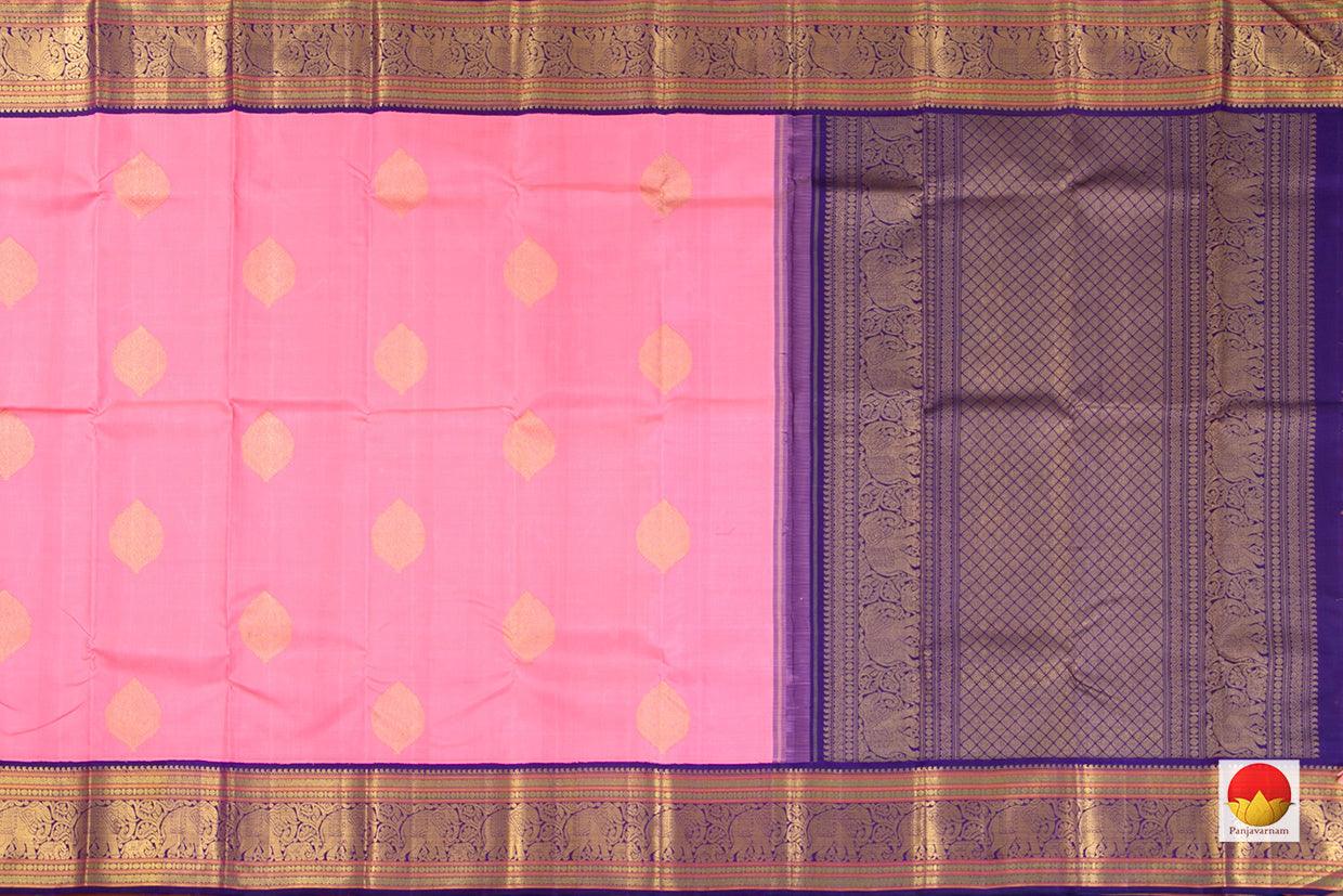 Pink And Violet Kanchipuram Silk Saree Handwoven Pure Silk Pure Zari For Wedding Wear PV NYC 351 - Silk Sari - Panjavarnam