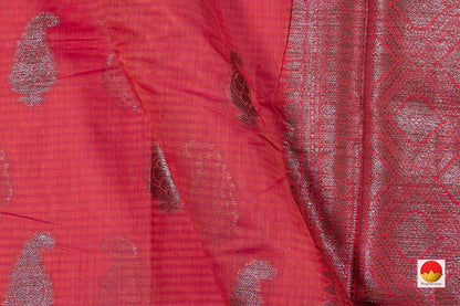 Pink Banarasi Silk Cotton Saree With Paisley Motifs Handwoven PSC 1185 - Apparel & Accessories - Panjavarnam