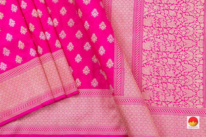 Pink Banarasi Silk Saree With Silver Zari Pure Silk PB KO 103 - Silk Sari - Panjavarnam PB KO 103