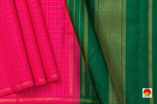 Pink Borderless Kanchipuram Silk Saree Handwoven Pure Silk Pure Zari For Festive Wear PV GTA 04 - Silk Sari - Panjavarnam