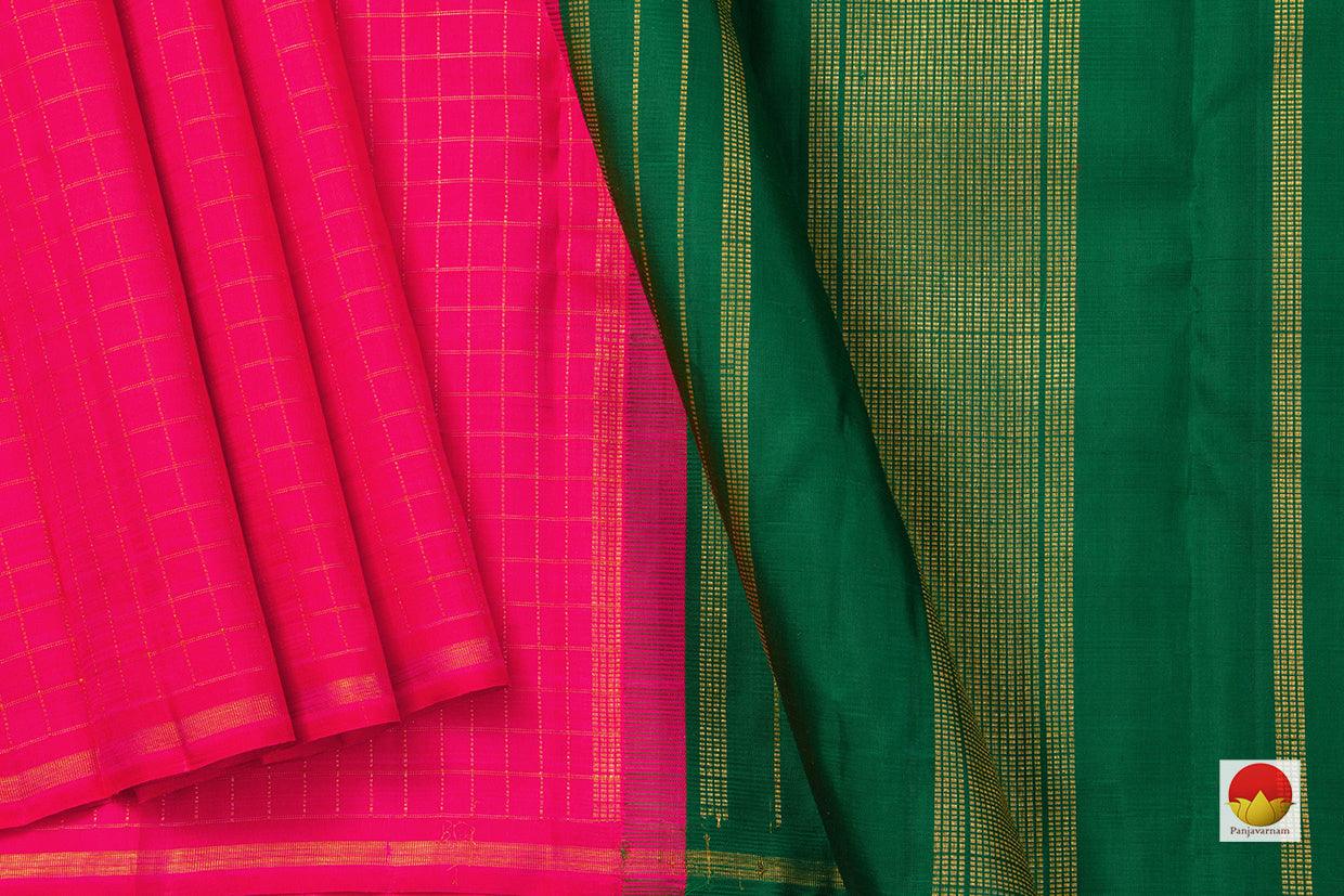 Pink Borderless Kanchipuram Silk Saree Handwoven Pure Silk Pure Zari For Festive Wear PV GTA 04 - Silk Sari - Panjavarnam PV GTA 04