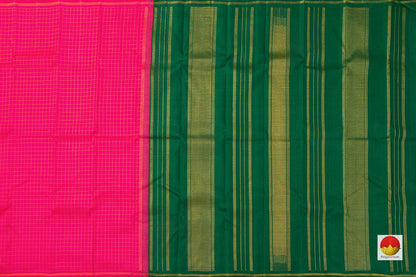 Pink Borderless Kanchipuram Silk Saree Handwoven Pure Silk Pure Zari For Festive Wear PV GTA 04 - Silk Sari - Panjavarnam PV GTA 04