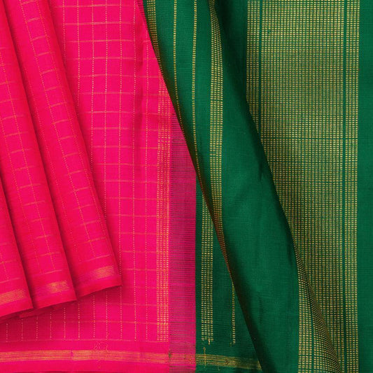 Pink Borderless Kanchipuram Silk Saree Handwoven Pure Silk Pure Zari For Festive Wear PV GTA 04 - Silk Sari - Panjavarnam PV GTA 04