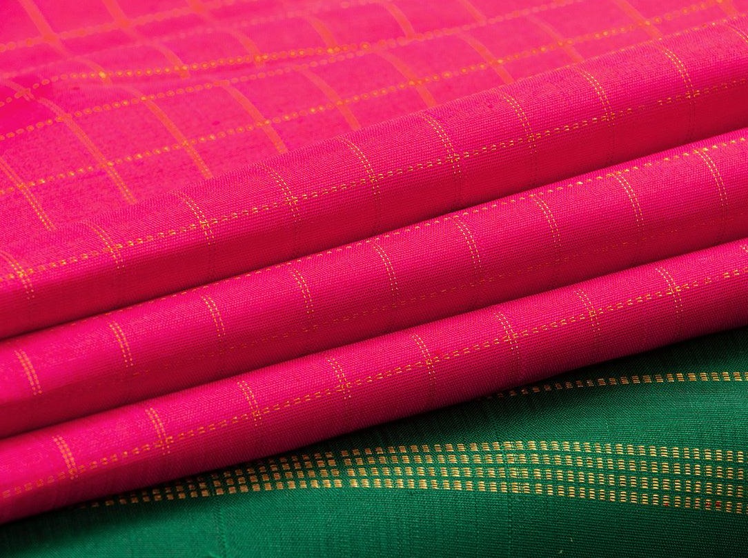 Pink Borderless Kanchipuram Silk Saree Handwoven Pure Silk Pure Zari For Festive Wear PV GTA 04 - Silk Sari - Panjavarnam PV GTA 04