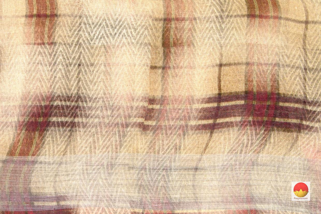 Pink Handwoven Linen Sari - Digital Print - PL 1023 - Linen Sari - Panjavarnam PL 1023